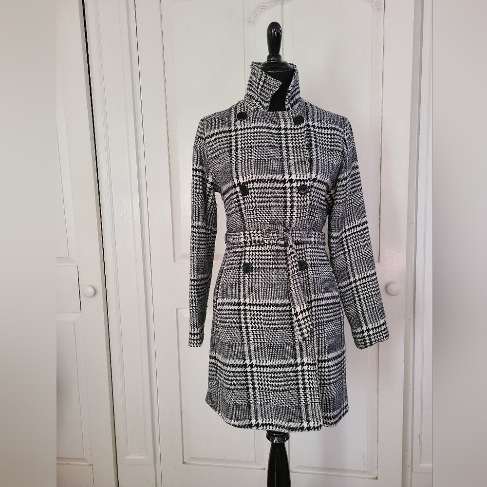 ASOS belted checkered plaid coat